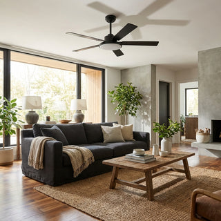 Vaczon 52" 5 Blades DC Motor Modern Downrod Ceiling Fan with LED Light and Remote Control