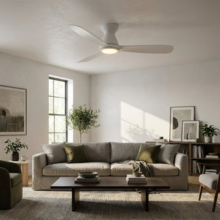 52" Ahmedabad Industrial DC Motor Flush Mount Reversible Ceiling Fan with LED Lighting and Remote Control - Vaczon