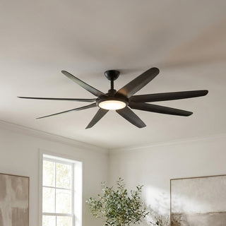 65" Industrial DC Motor Downrod Mount Ceiling Fan with Lighting and Remote Control