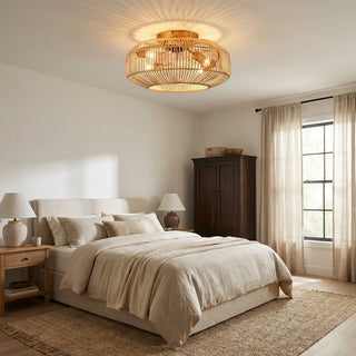 Vaczon 20" Mandy Retro Golden Flush Mount Ceiling Fan with Light and Remote Control