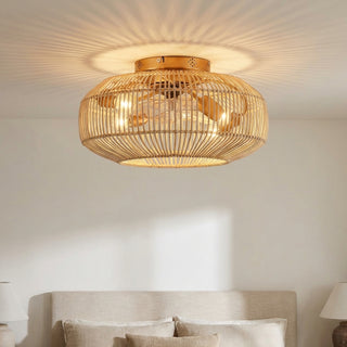 Vaczon 20" Mandy Retro Golden Flush Mount Ceiling Fan with Light and Remote Control