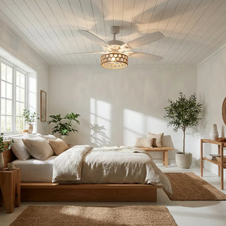 52" Harriet White Farmhouse Ceiling Fan with Light and Remote Control - Vaczon