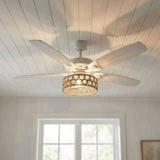 52" Harriet White Farmhouse Ceiling Fan with Light and Remote Control - Vaczon