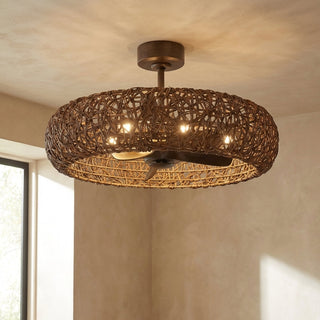 Vaczon 35 Inch Golden Bronze Downrod Mount Luxury Fandelier with Light - Vaczon