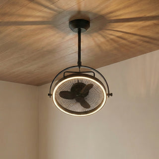 Vaczon 20" Black Industrial Rotatable LED Downrod Fan Floor Fan with Remote Control