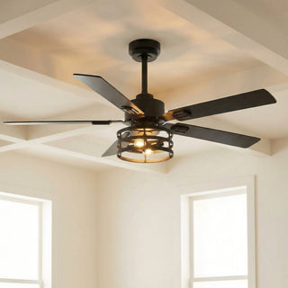 Vaczon 52" DC Motor Industrial Downrod Ceiling Fan with Light and Remote Control