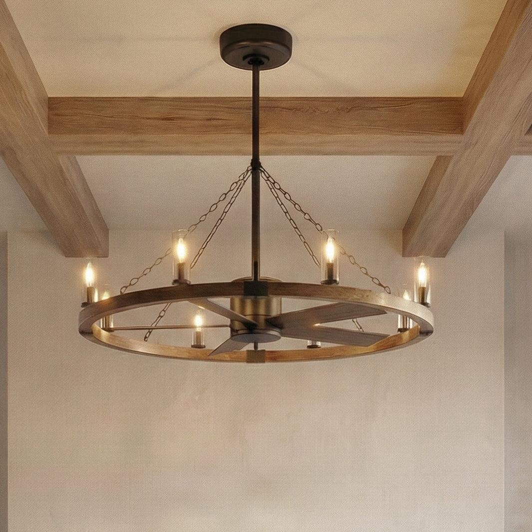 52 Inch Amelia Black Industrial Fandelier with Light