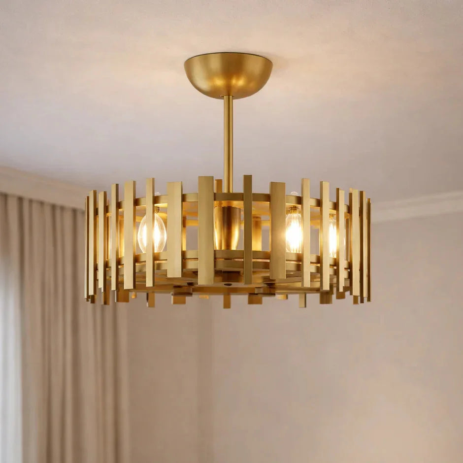 Vaczon 31 Inch Electroplated Golden Downrod Mount Luxury Fandelier with Light and Remote Control