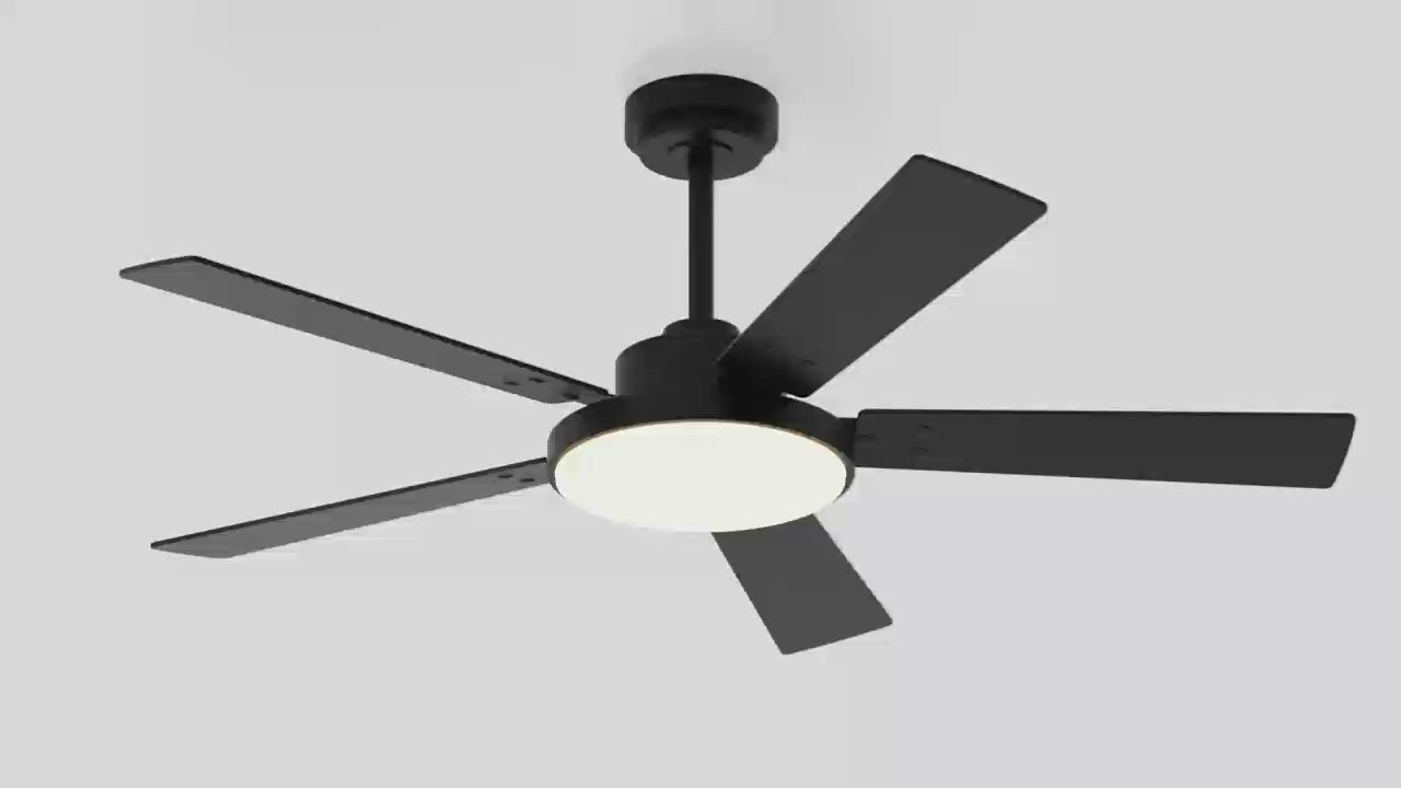 Vaczon 52 Inch 5 Blades DC Motor Modern Downrod Ceiling Fan with LED Light and Remote Control