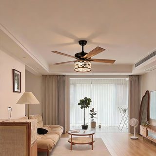 52" New Delhi Industrial Downrod Mount Reversible Ceiling Fan with Lighting and Remote Control - Vaczon