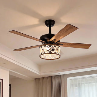 52" New Delhi Industrial Downrod Mount Reversible Ceiling Fan with Lighting and Remote Control - Vaczon