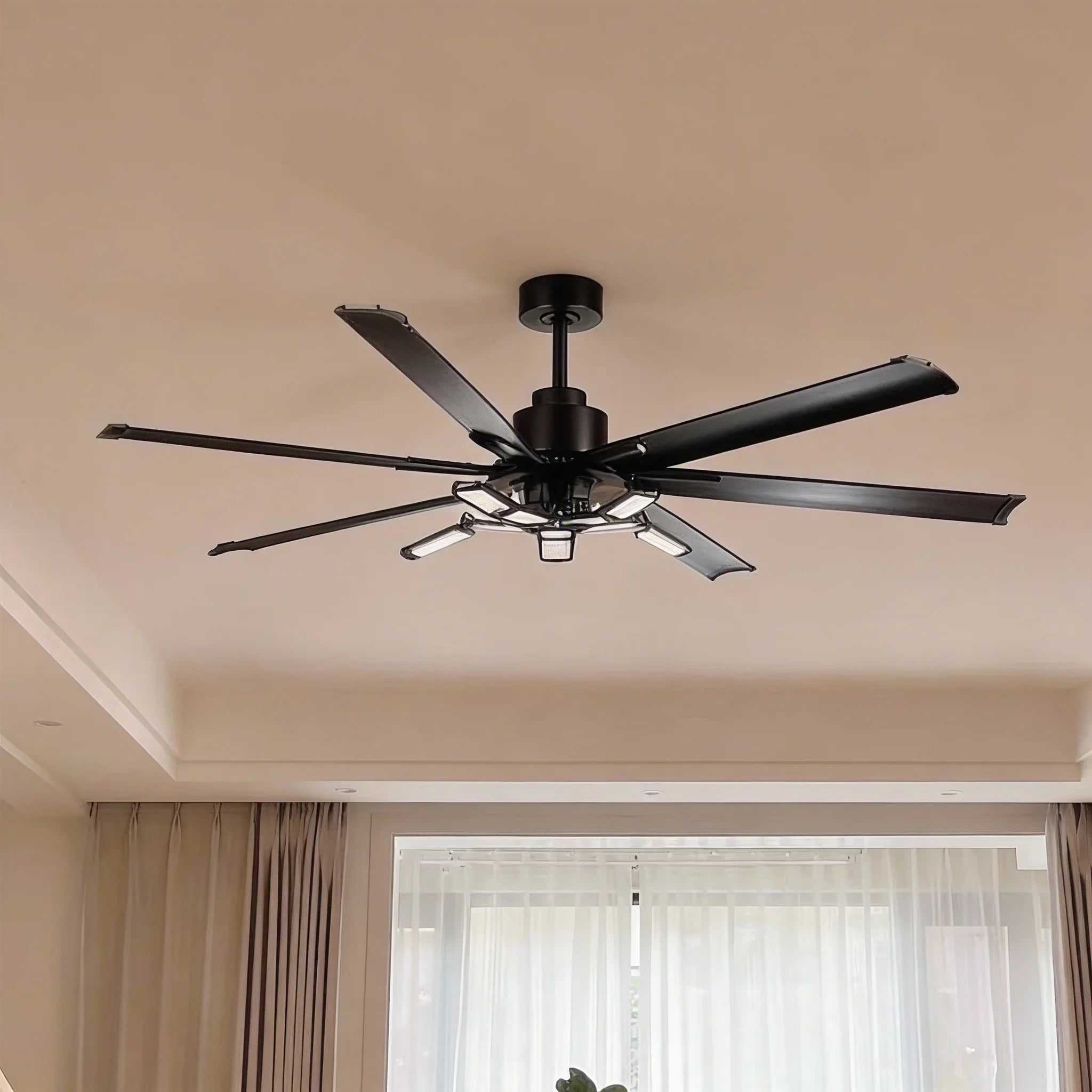 72 Inch 84 Inch Arlene HVLS Large Ceiling Fan with Foldable LED & Remote Control - Vaczon