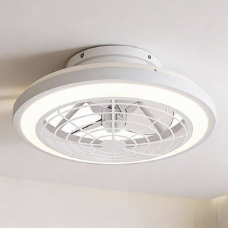 20" Ikon White Modern DC Motor Flush Mount Reversible Ceiling Fan with LED Lighting and Remote Control