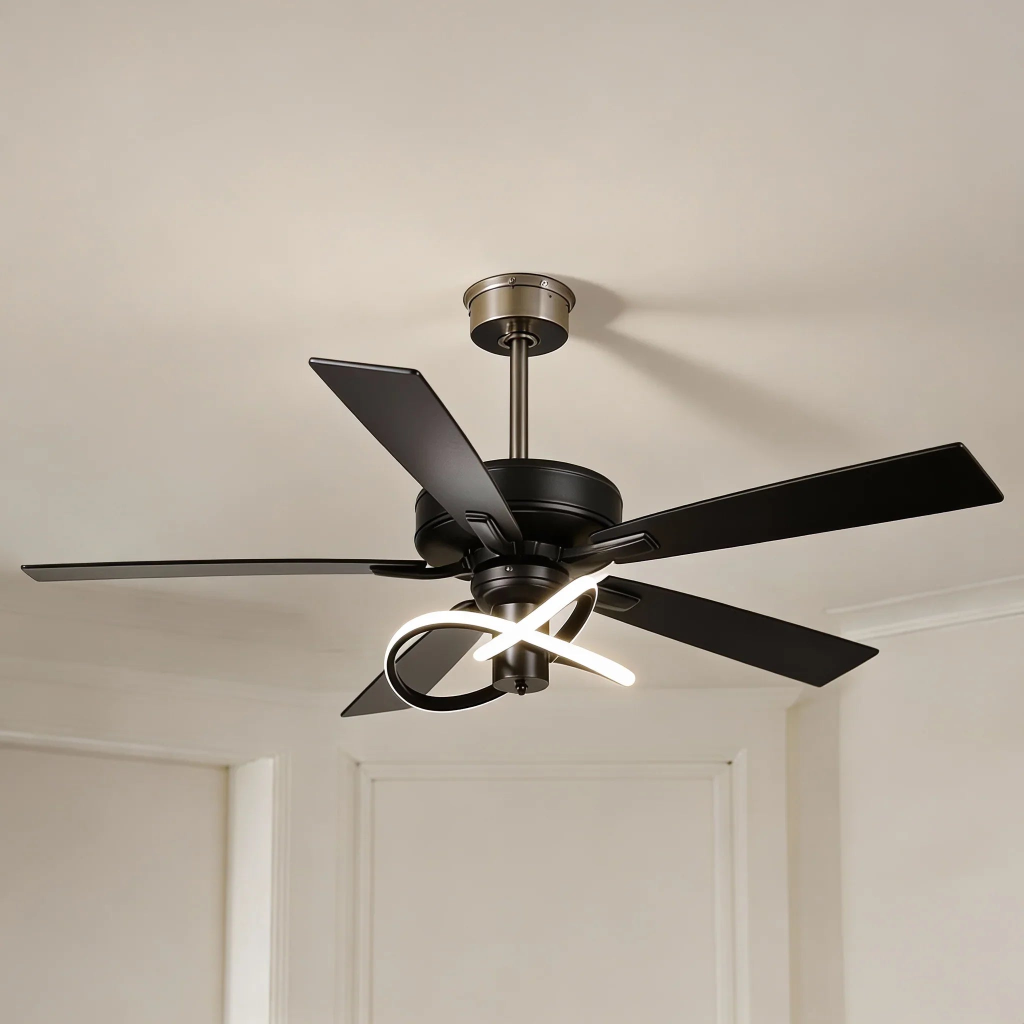 52 Inch Oregon DC Motor Modern Downrod Ceiling Fan with LED Light - Vaczon
