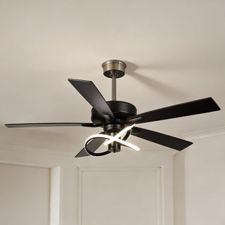 52 Inch Oregon DC Motor Modern Downrod Ceiling Fan with LED Light