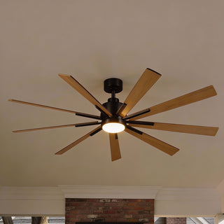 Vaczon 72"  Aries Black Downrod Mount LED Windmill Ceiling Fan with Remote Control