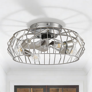 20 Inch Silver Flush Mount Ceiling Fan with Light APP and Remote Control