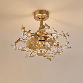 24" Alexia Golden Crystal Ornament Fandelier with Remote Control