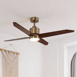 Vaczon 52" Ashby Industrial Satin Nickel DC Motor Ceiling Fan with LED Lighting and Remote Control