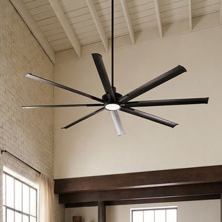 84 Inch 100 Inch Padus Black Large Size Ceiling Fan with Dimmable Lighting and Remote Control